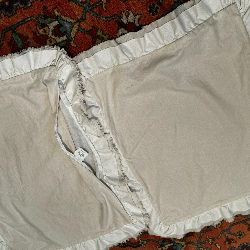 Simply Shabby Chic Linen/Cotton Raw Edge Ruffled Duvet Set - FULL/QUEEN